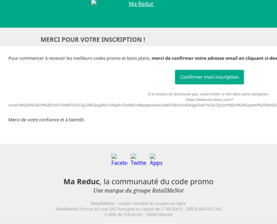 Merci de valider votre inscription sur Ma Reduc