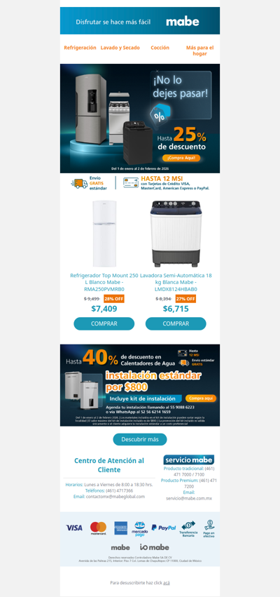 Renueva con precios especiales en Mabe