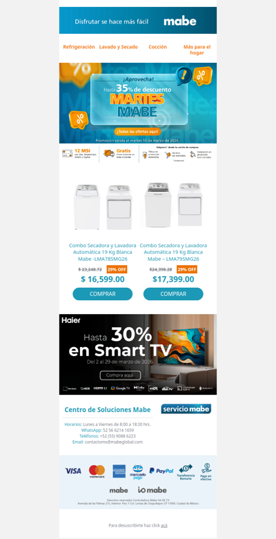 Llegó Martes Mabe, el mejor día para tu hogar 🤩