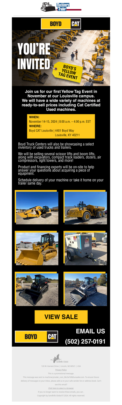 Boyd Cat's Biggest Used Equipment Sale of the Year