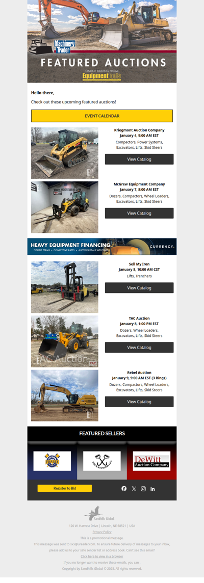 Upcoming Equipment Auctions For You