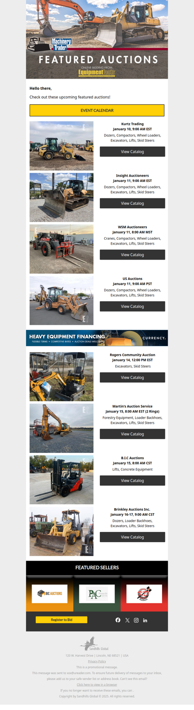 Upcoming Equipment Auctions For You