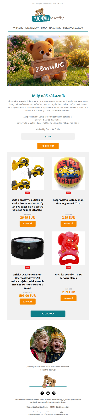 Stále na Vás myslíme 💌 Posielame vám zľavu 10 €