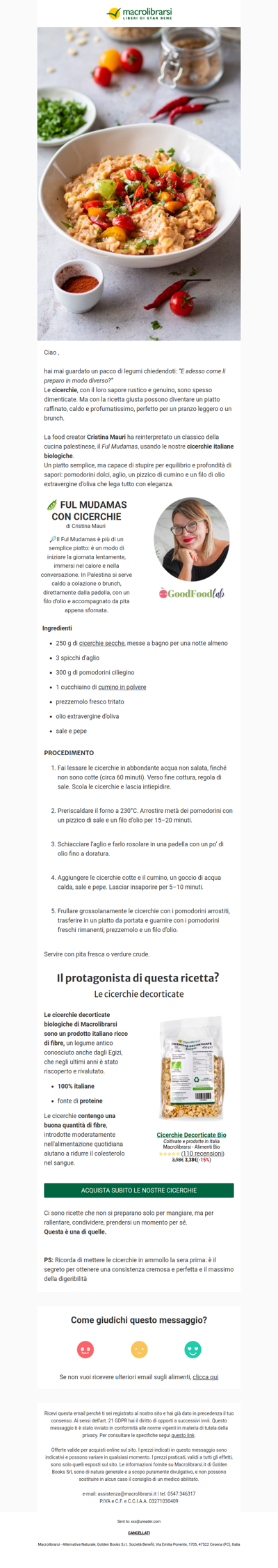 Non sai come cucinare le cicerchie? Scopri la ricetta esclusiva di Cristina Mauri