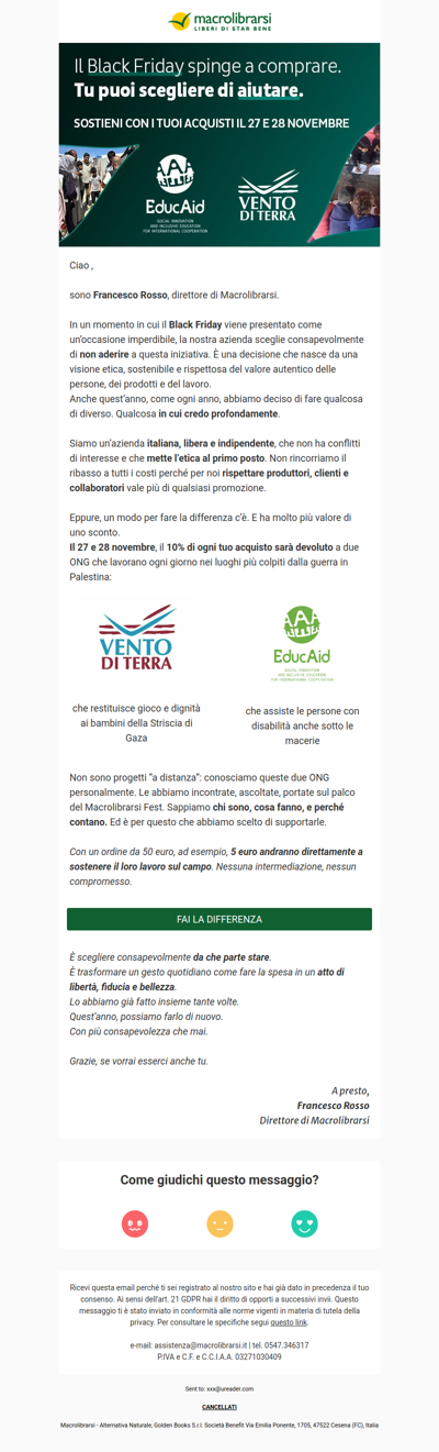 Il Black Friday spinge a comprare, TU puoi scegliere di aiutare