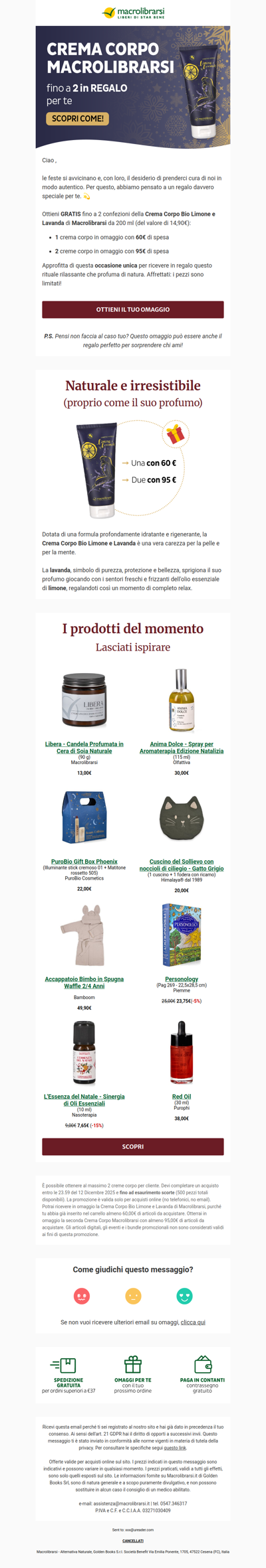 🎁La crema corpo bio più amata: GRATIS per te