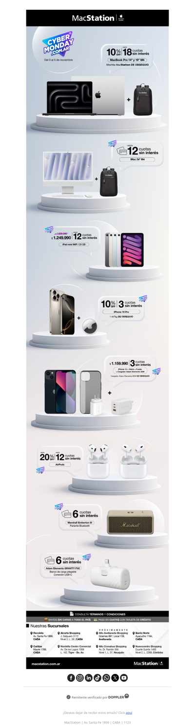 Cyber Monday: hasta 18 cuotas sin interés y obsequios increíbles 🎁