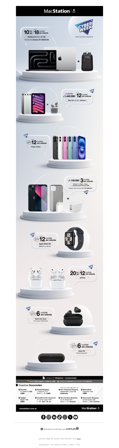 Cyber Week: hasta 18 cuotas sin interés y obsequios increíbles 🎁