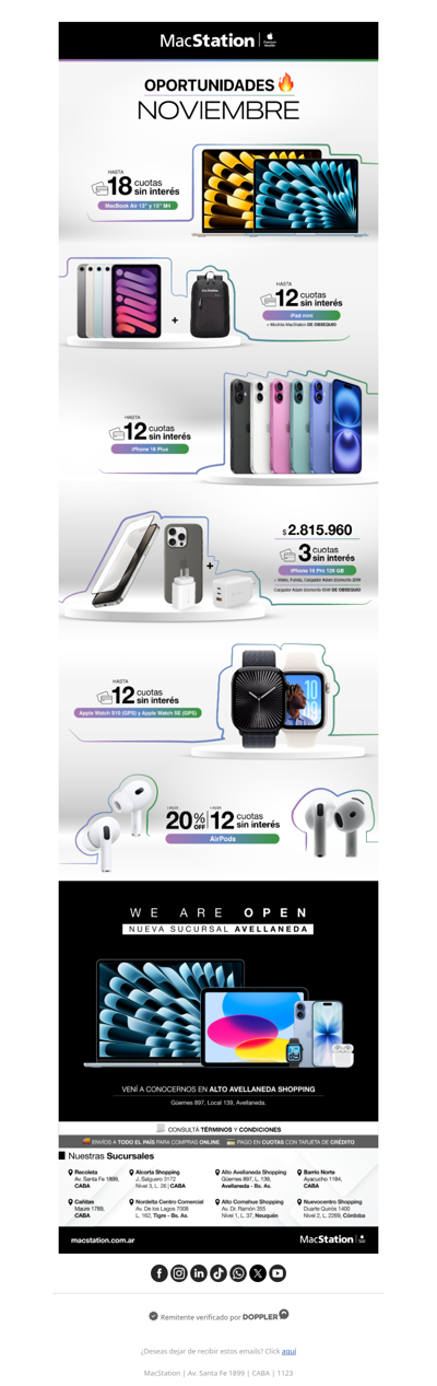 Noviembre con oportunidades: hasta 18 cuotas sin interés🔥