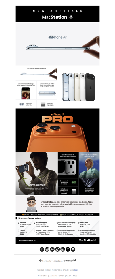 New Arrivals: iPhone Air y iPhone 17 Pro ya están en MacStation 🚀