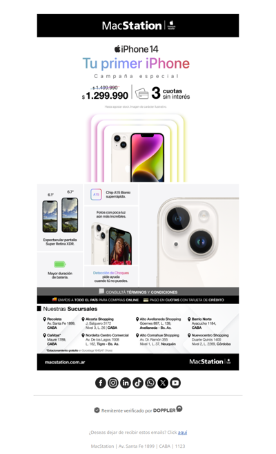 ¡Ahora podés! Tu primer iPhone en hasta 3 cuotas sin interés 🎁