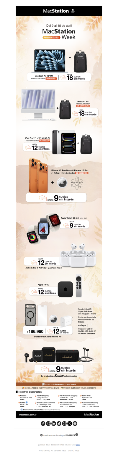 Hasta 18 cuotas sin interés en MacStation Week🔥