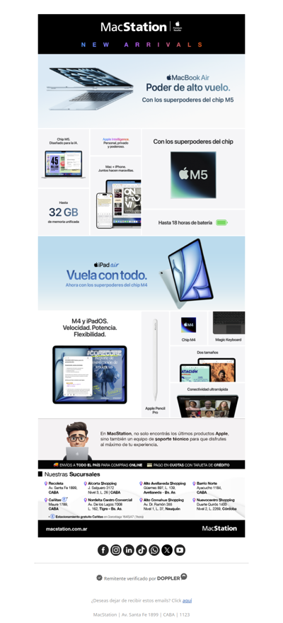 MacBook Air M5 y iPad Air M4 ya están en MacStation 🚀