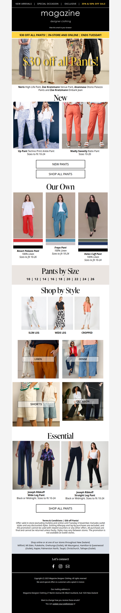 $30 OFF All Pants! 👖 Ready, Set, Shop!