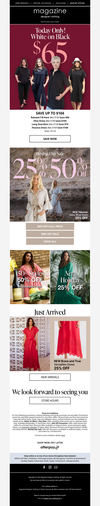 🖤 $65 Deal TODAY! White on Black: Dresses, Shirt or Pants!