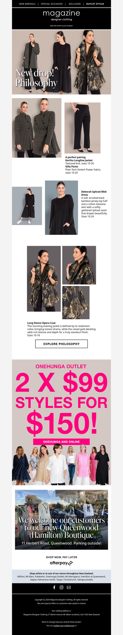 💃 Onehunga/Online Outlet 2 X $99 styles for $150!
