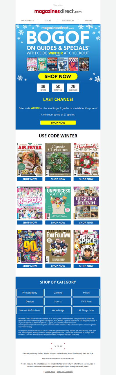 LAST CHANCE: BOGOF on guides and specials