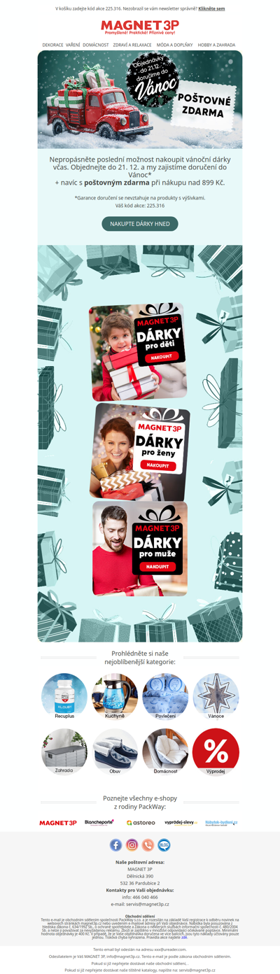 🎄 Ještě stále stihnete vánoční dárky + poštovné zdarma