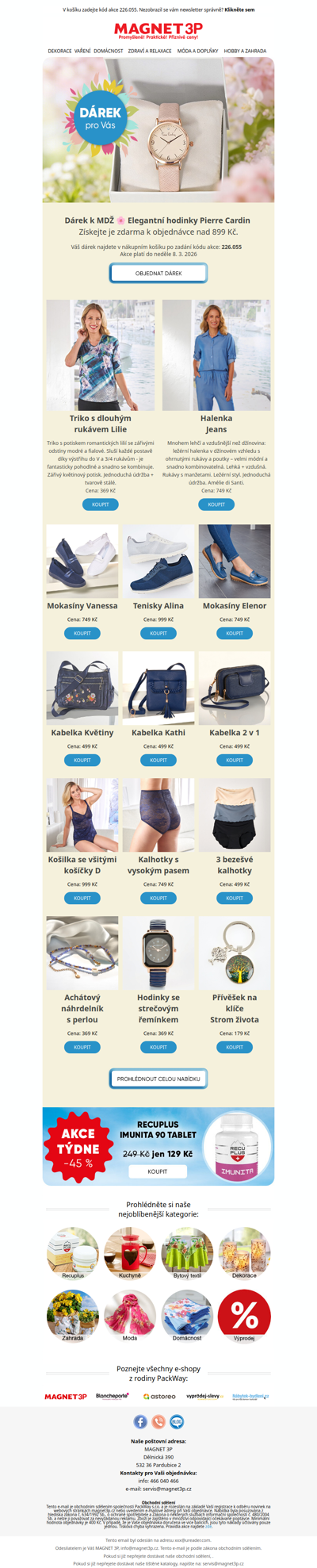 Dárek k MDŽ 🌸 Elegantní hodinky Pierre Cardin