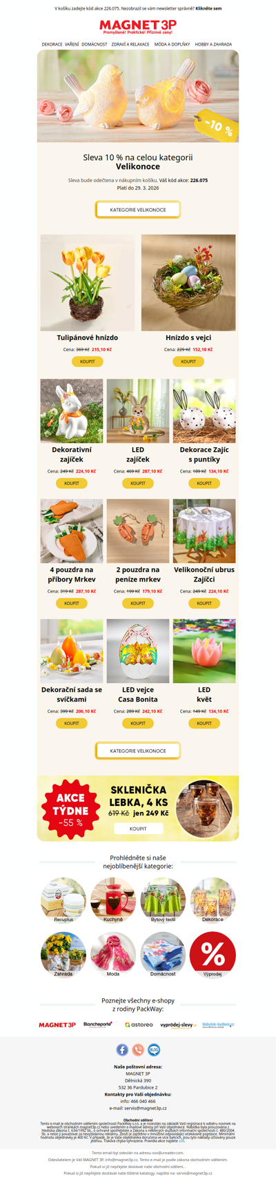 Veselé Velikonoce hlásí slevu -10 %🥚