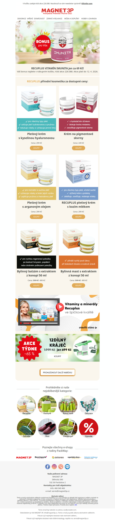 Krémy RECUPLUS: na míru Vaší pokožce