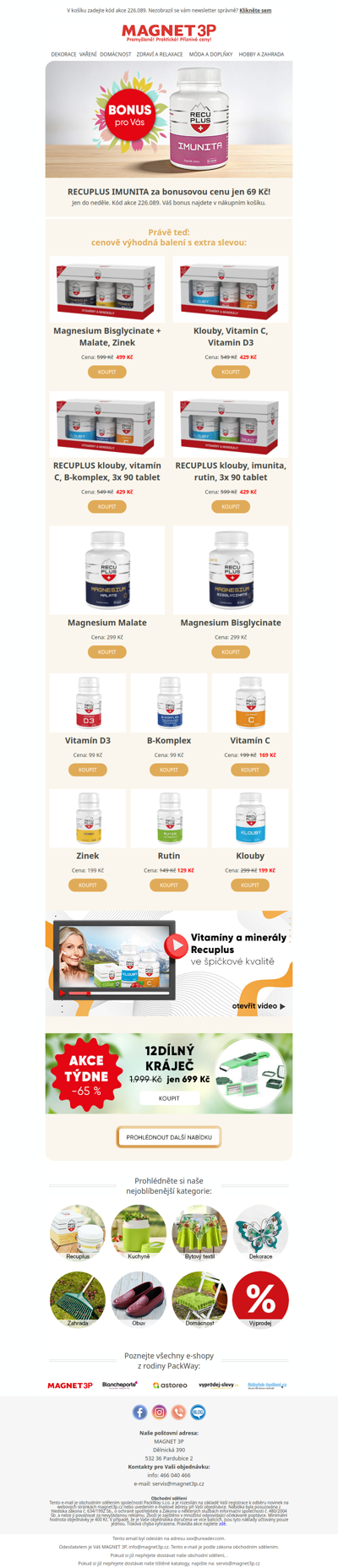 💊 Vitamíny IMUNITA RECUPLUS | 69 Kč za celé balení