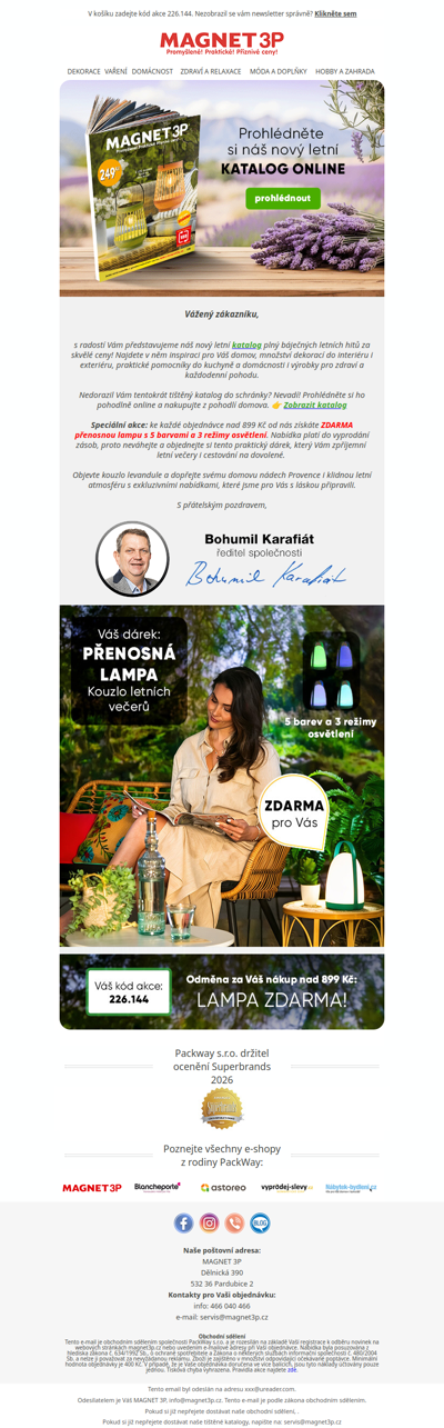Vážený zákazníku, nový letní katalog je tady – inspirujte se a získejte dárek zdarma!