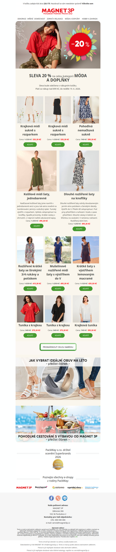 -20 % na celou kategorii módy a doplňků💃