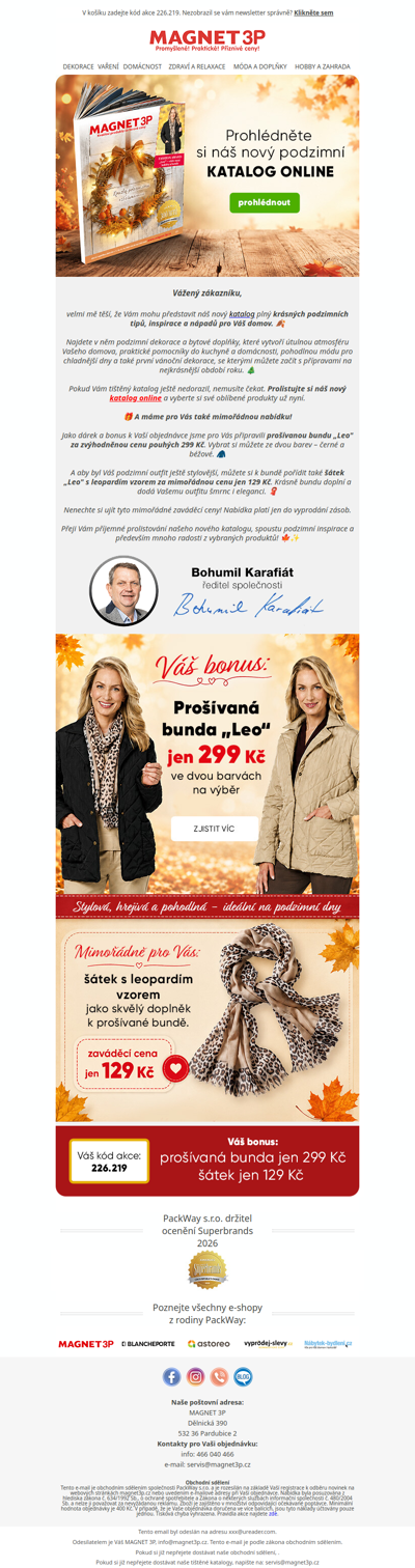 Nový podzimní katalog je tu 🍂 A čeká na Vás skvělý bonus!