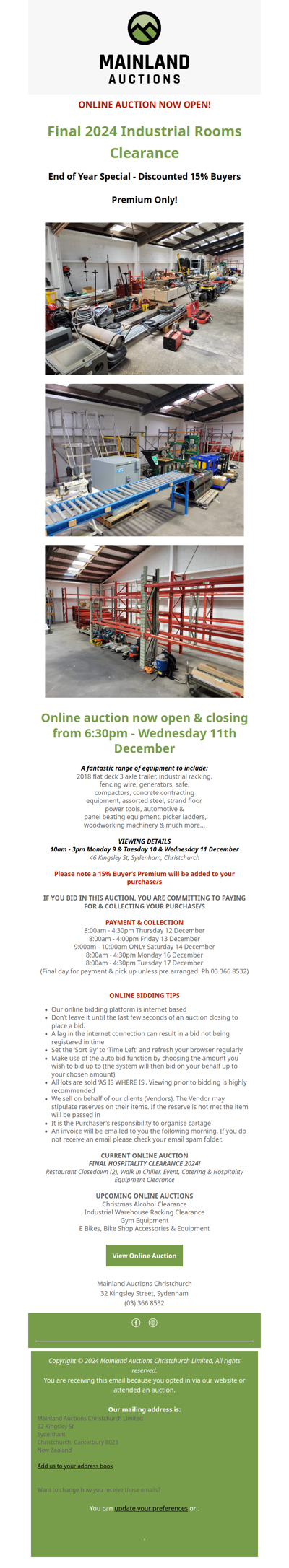 Final 2024 Industrial Rooms Clearance, Steel, Racking, Joinery Machinery & Much More