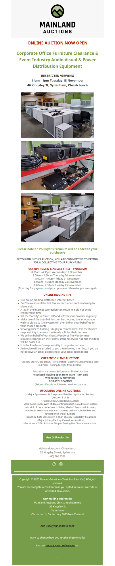 Corporate Office Furniture Clearance & Event Industry Audio Visual & Power Distribution Equipment