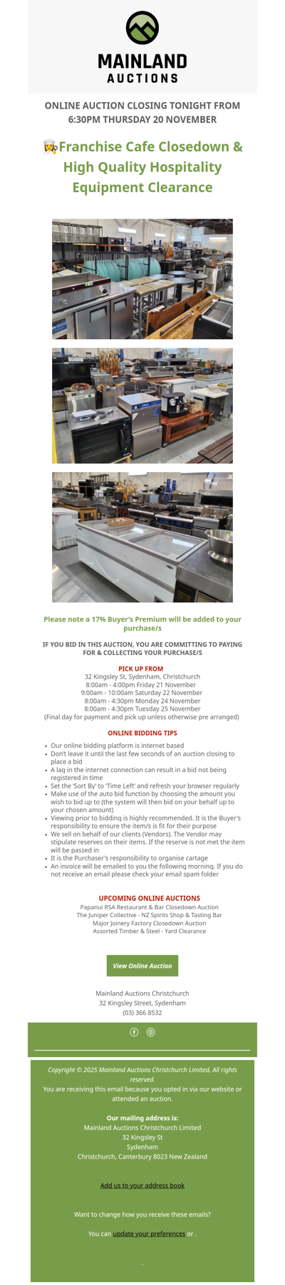 ONLINE AUCTION CLOSES TONIGHT!