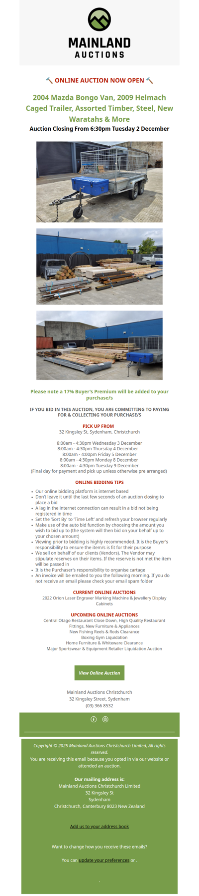 ONLINE AUCTION NOW OPEN!