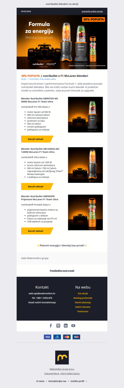 Snaga McLarena u kuhinji – nutribullet blenderi na 30% popusta!