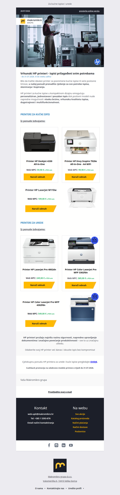 Najbolji HP printeri uz Cashback pogodnost – požurite!