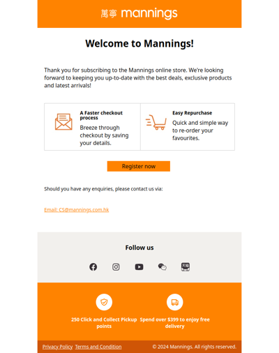 Thank you for subscribing with the Mannings online store