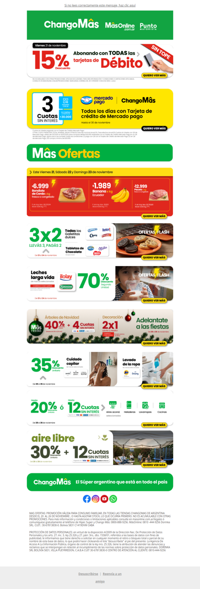 ¡Finde XXL  con MâsOfertas  de ChangoMâs! 15% con todas las tarjetas de débito SIN TOPE!⚡