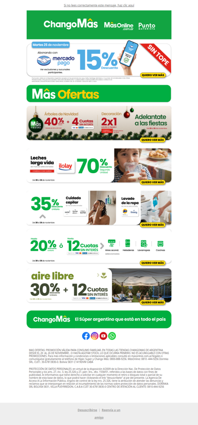 ¡Martes de MâsOfertas  con ChangoMâs! 15% con Mercado Pago SIN TOPE!⚡