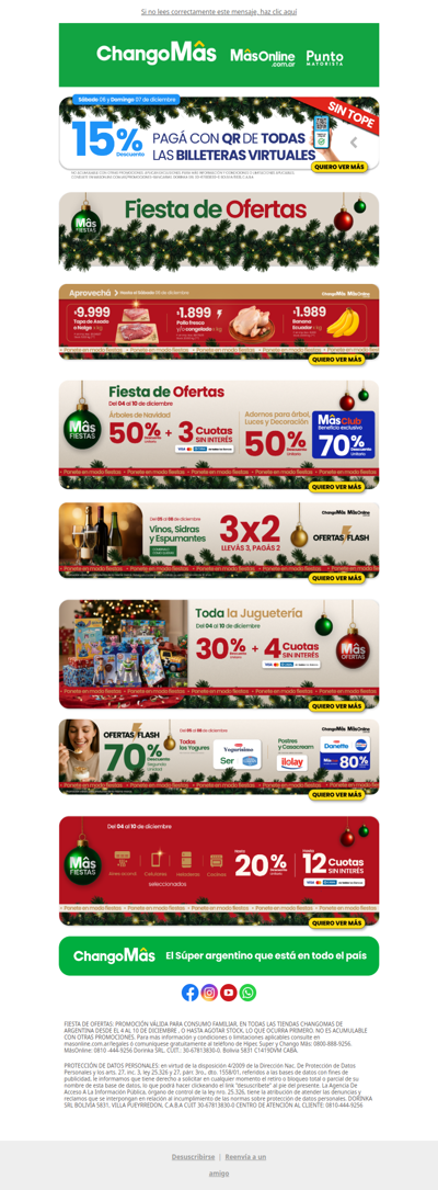 ¡Ponete en modo fiestas🎄! 15% con QR de todas las billeteras virtuales SIN TOPE!