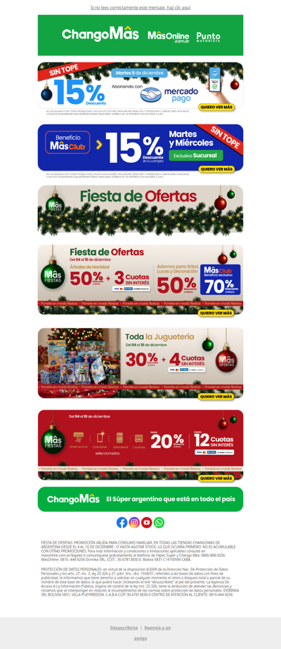 ¡Ponete en modo fiestas🎄! 15% con Mercado Pago SIN TOPE!