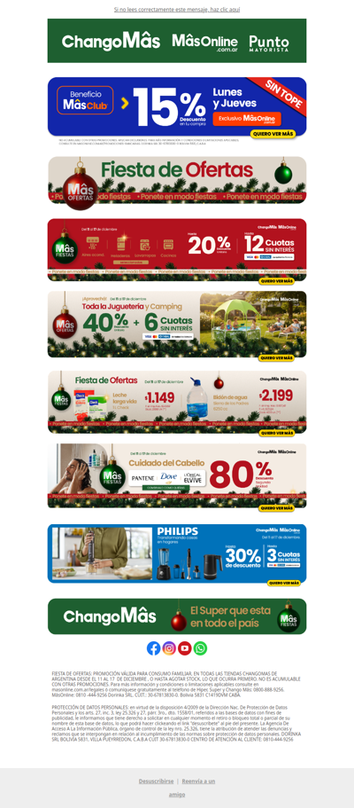 ¡Fiesta de Ofertas🎄! 15% MasClub Exclusivo Online SIN TOPE!