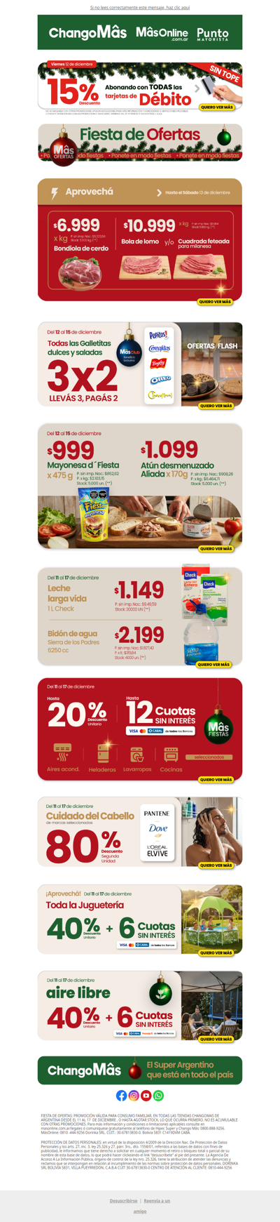 ¡Viernes de Fiesta Ofertas🎄! 15% con todas las tarjetas de débito SIN TOPE!