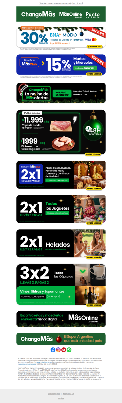 ¡Llegó Noche de MâsOfertas🎄! 30% BNA MODO!