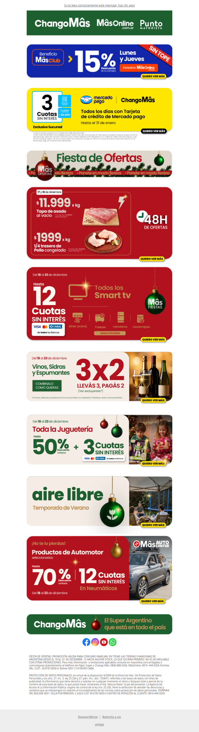¡Jueves de MâsOfertas🎄! 15% con MâsClub exclusivo Online SIN TOPE!