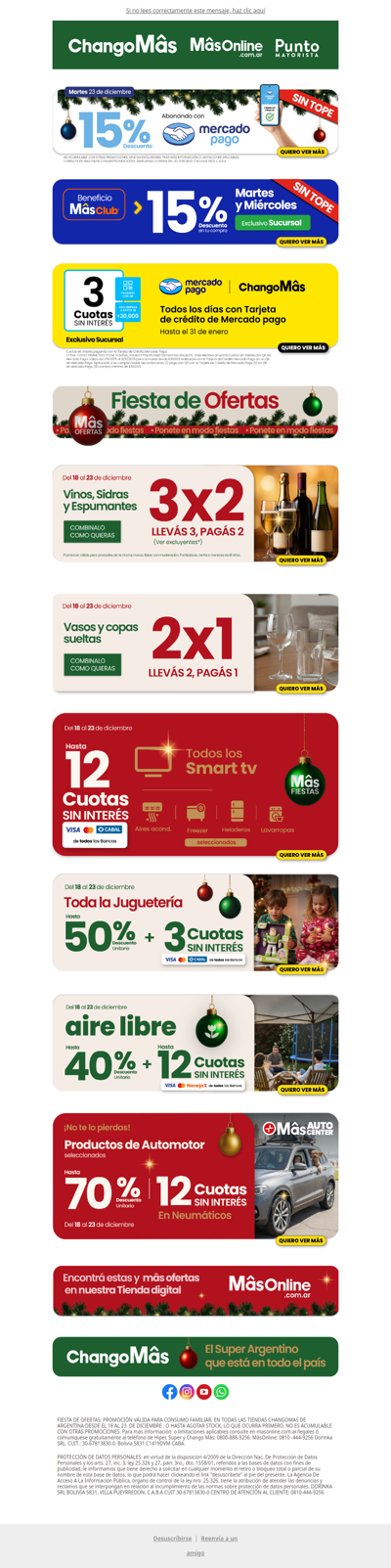 ¡ Navidad con MâsOfertas🎄! 15% con mercado pago SIN TOPE!