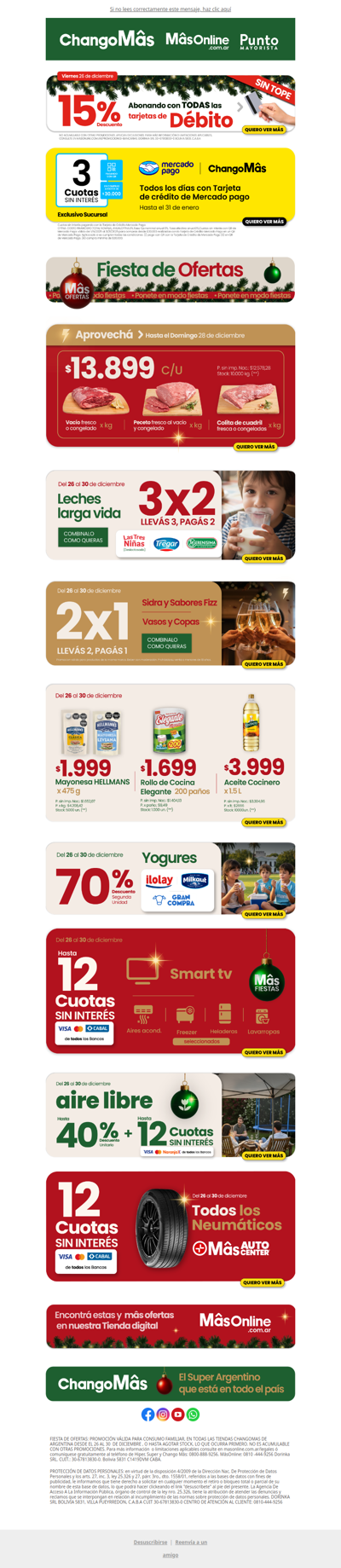 ¡ Finde con MâsOfertas🎄! 15% con todas las tarjetas de débito SIN TOPE!