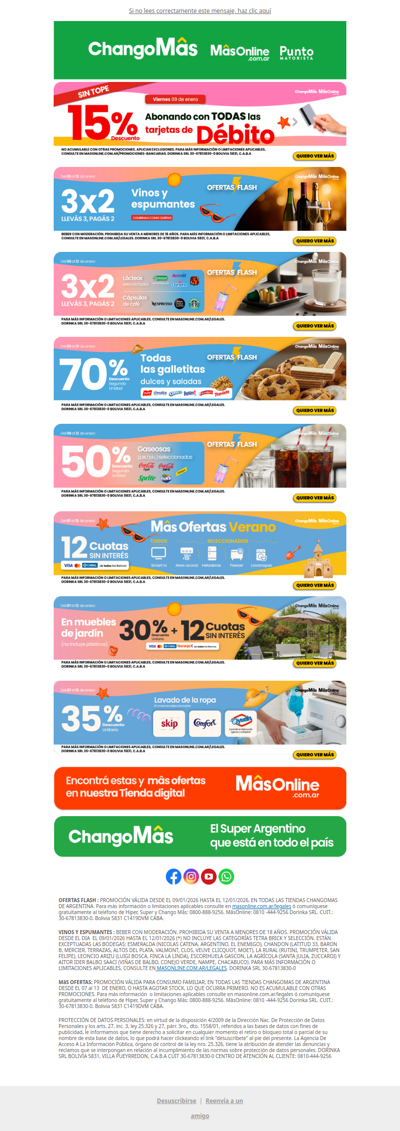 ¡Finde con MâsOfertas Flash ⚡! 15% con todas las tarjetas de débito SIN TOPE 💣