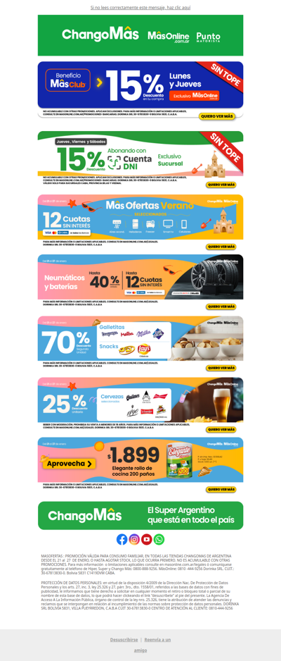 ¡Seguí disfrutando de MâsOfertas 🏖️! 15% con Mâs Club Exclusivo Online