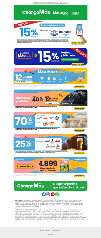 ¡Vení y aprovechá MâsOfertas ✨! 15% con Mercado Pago SIN TOPE 📲