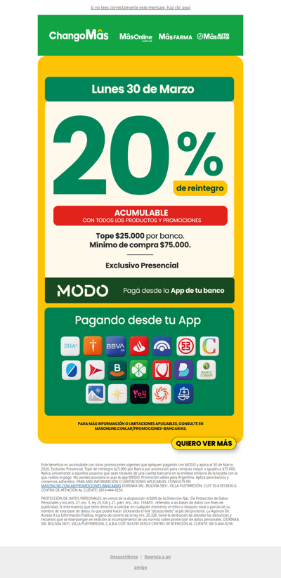 ¡Volvió MODO los Lunes a ChangoMás! 🛒 Aprovechá y arrancá con todo la semana